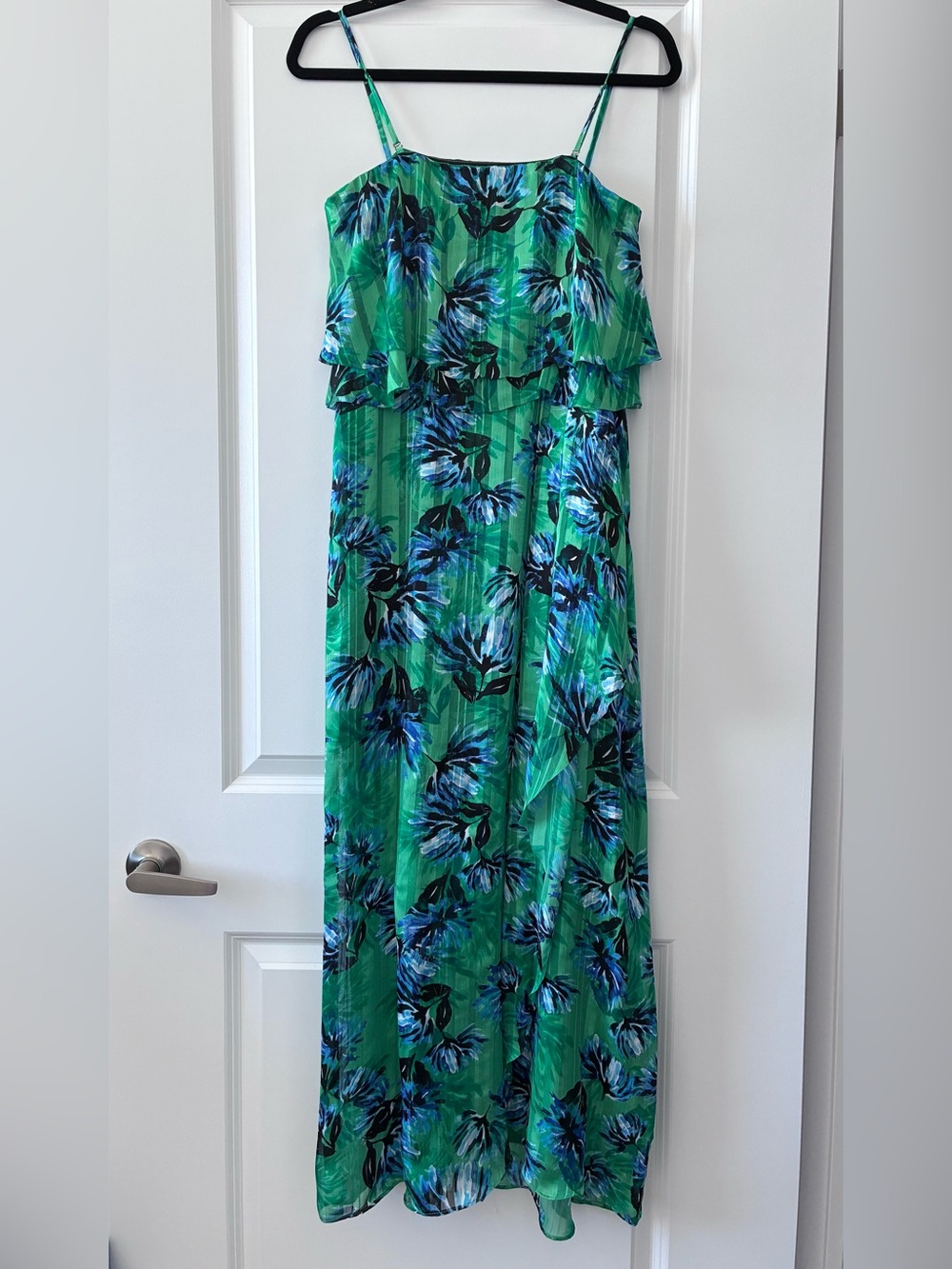 NWT Banana Republic Size 4 Removable Straps Strapless Palm Print Maxi Dress